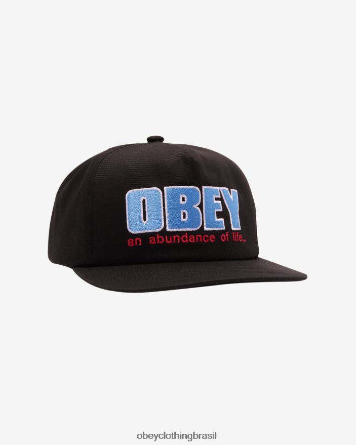 acessórios br OBEY homens abundância snapback de 5 painéis preto J22J4V435