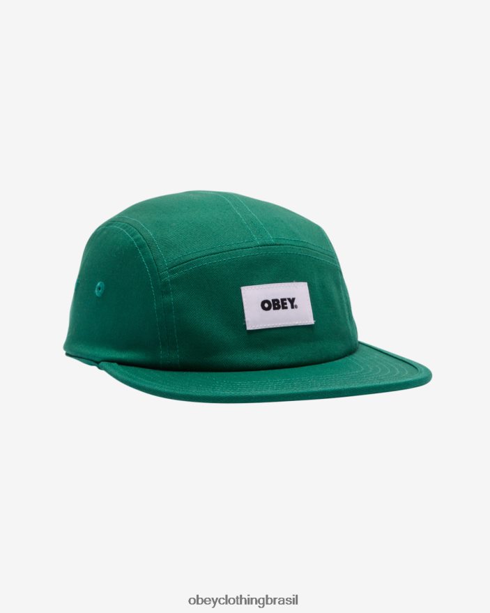 acessórios br OBEY homens chapéu de acampamento orgânico com etiqueta em negrito verde aventurina J22J4V429