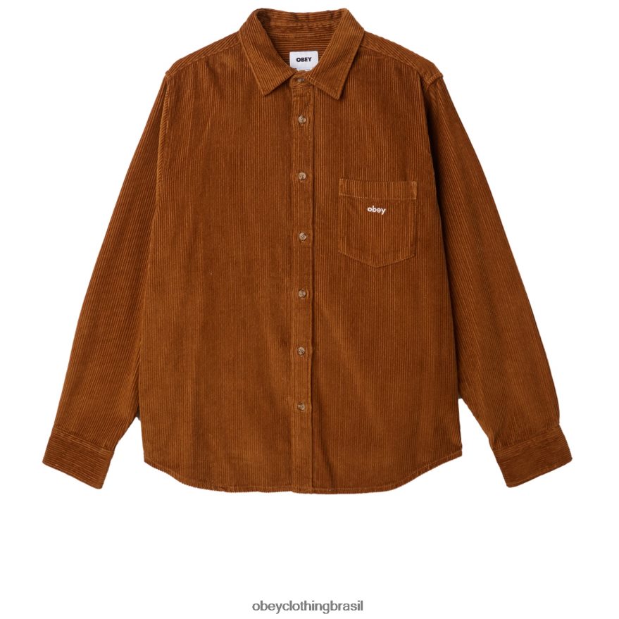 roupas br OBEY homens camisa de milhas madeira catechu J22J4V759