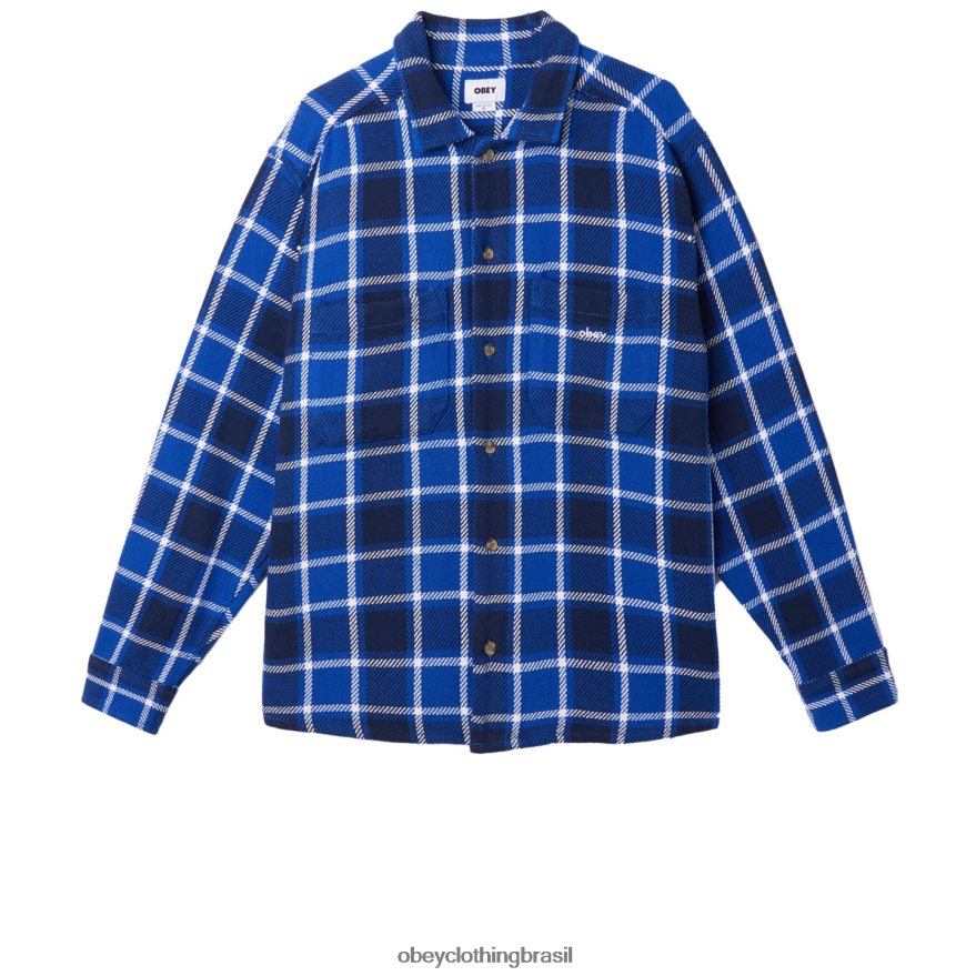 roupas br OBEY homens camisa xadrez do chefão surf azul multi J22J4V756