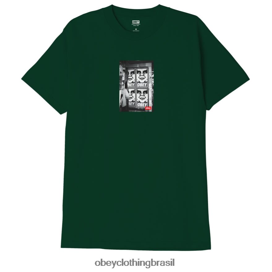 roupas br OBEY homens camiseta clássica com foto de ícone verde floresta J22J4V893