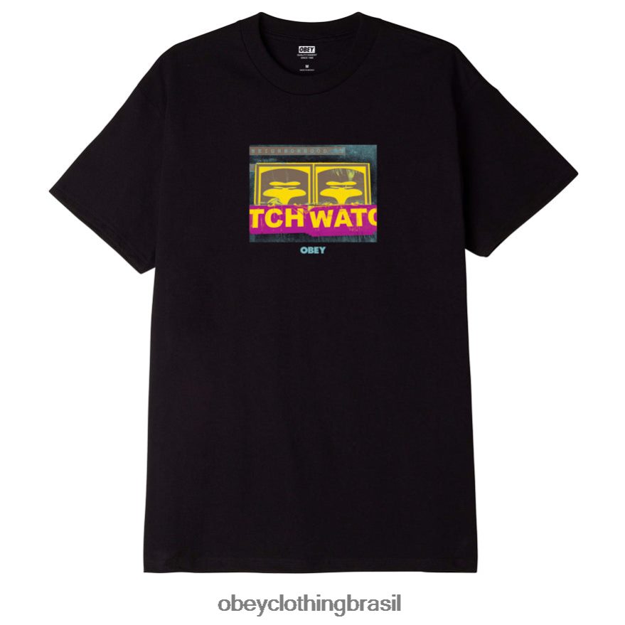 roupas br OBEY homens camiseta clássica de relógio de bairro preto J22J4V902