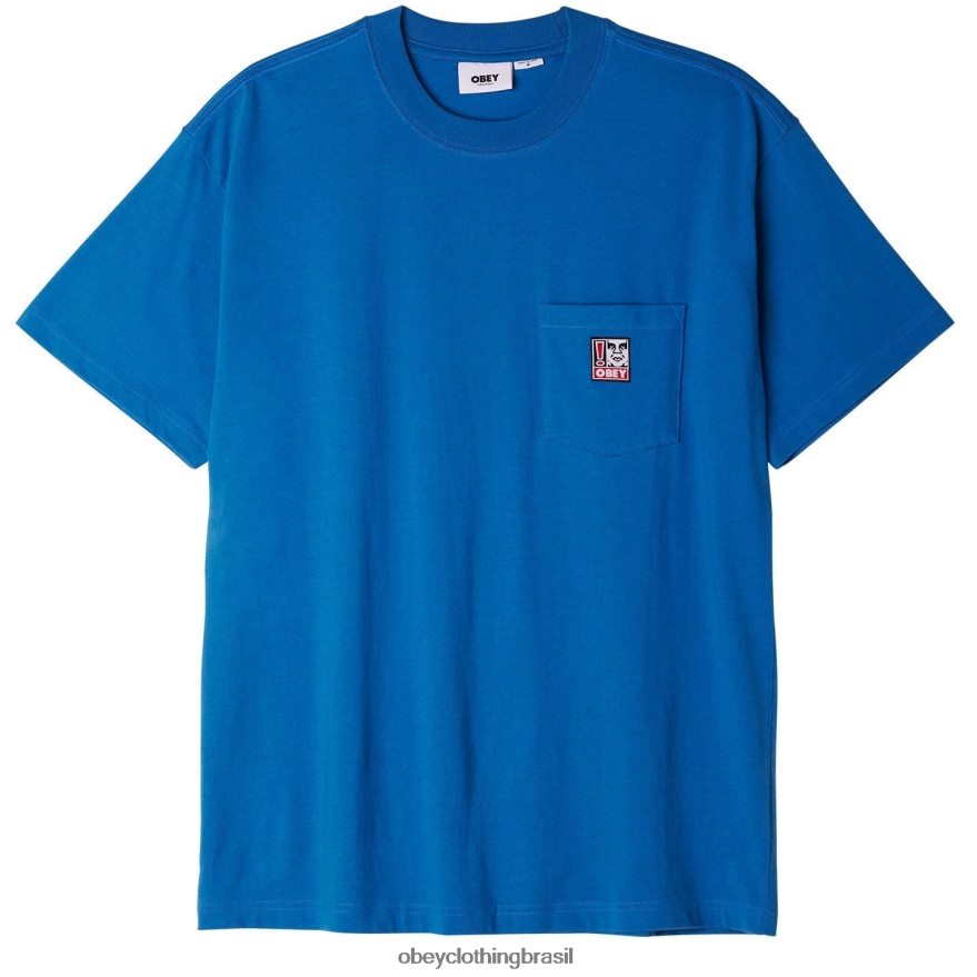 roupas br OBEY homens camiseta com bolso de ponta azul atlântico J22J4V804