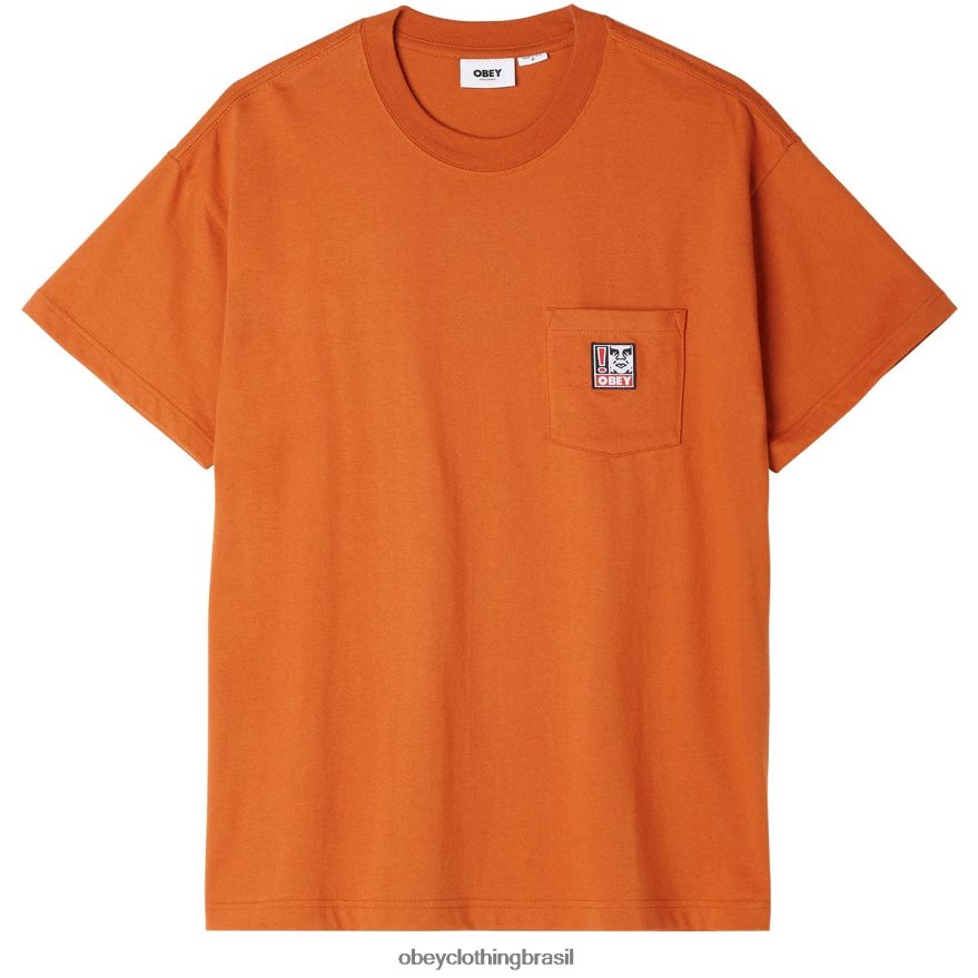 roupas br OBEY homens camiseta com bolso de ponta bombaim marrom J22J4V806