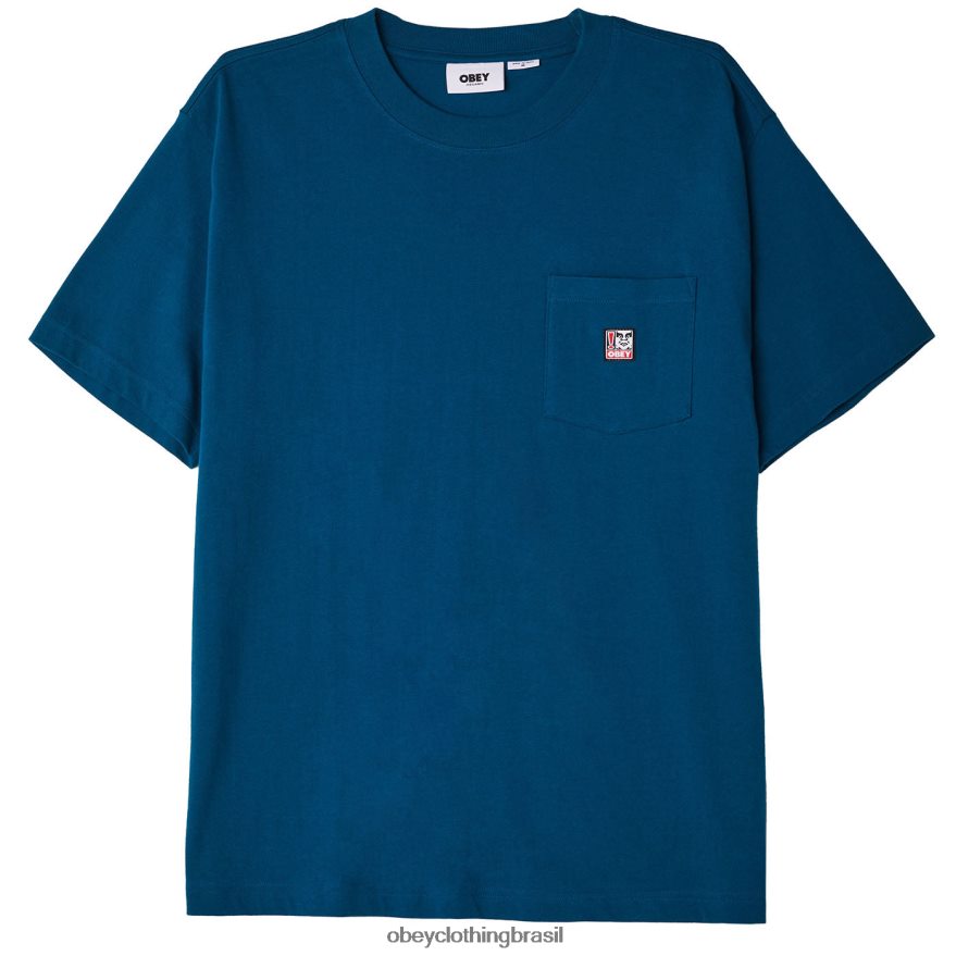 roupas br OBEY homens camiseta com bolso de ponta oceano profundo J22J4V803