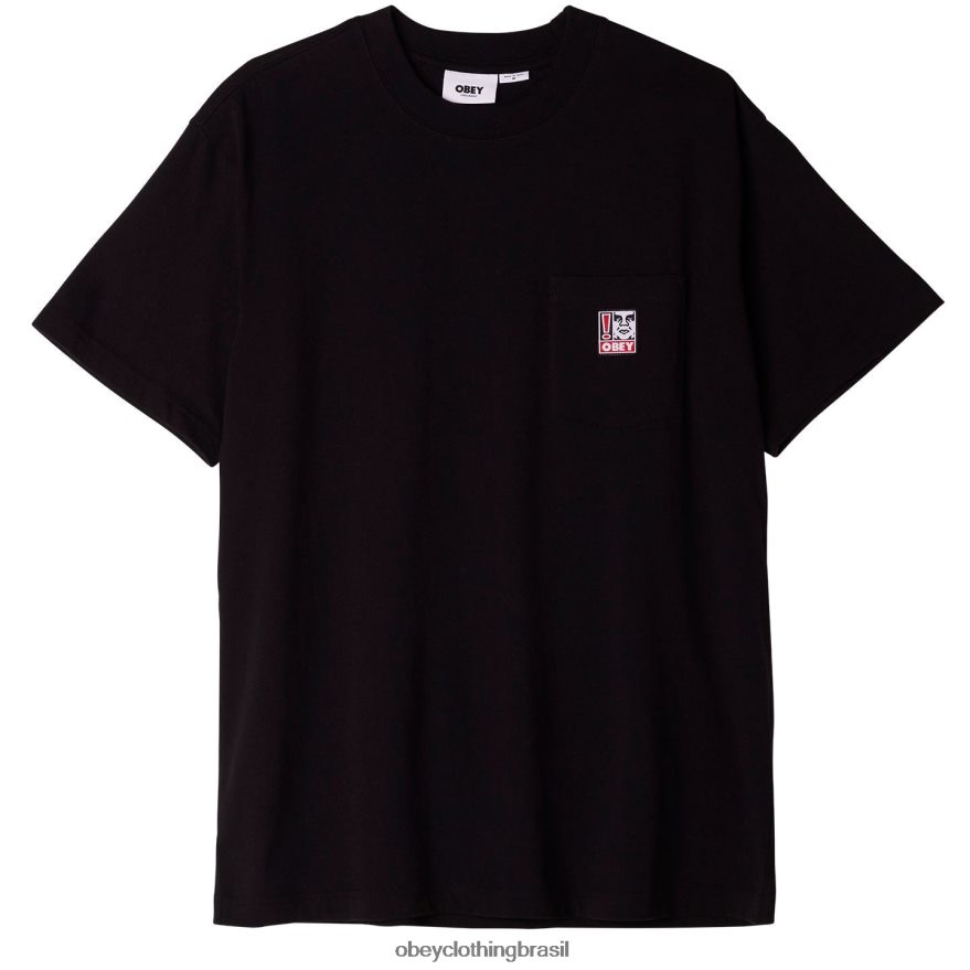 roupas br OBEY homens camiseta com bolso de ponta preto J22J4V807