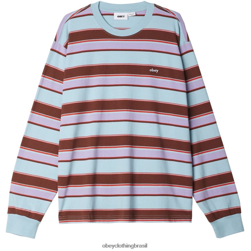 roupas br OBEY homens camiseta ls direta céu azul multi J22J4V791