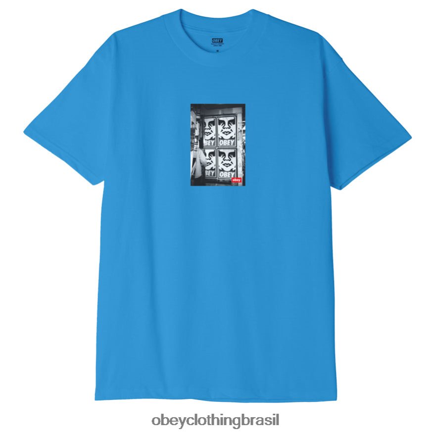 roupas br OBEY homens camiseta orgânica com foto de ícone céu azul J22J4V840