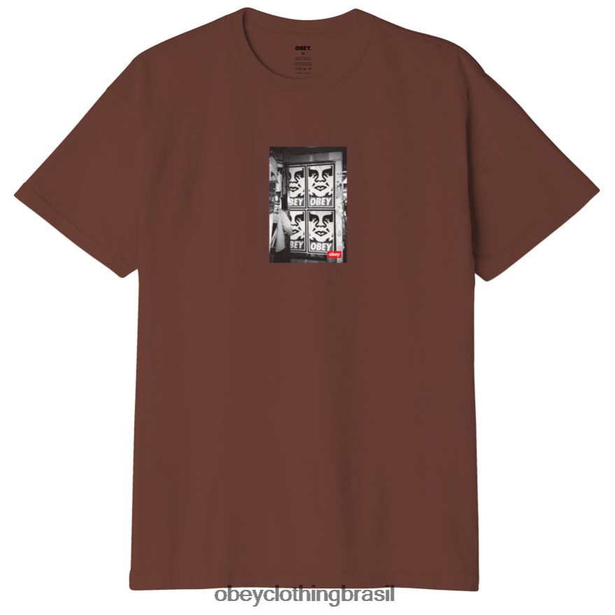 roupas br OBEY homens camiseta orgânica com foto de ícone sépia J22J4V842