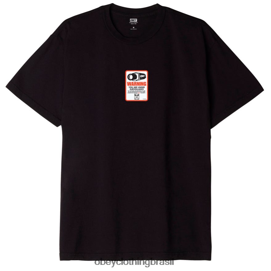roupas br OBEY homens camiseta orgânica de vigilância preto desbotado J22J4V844