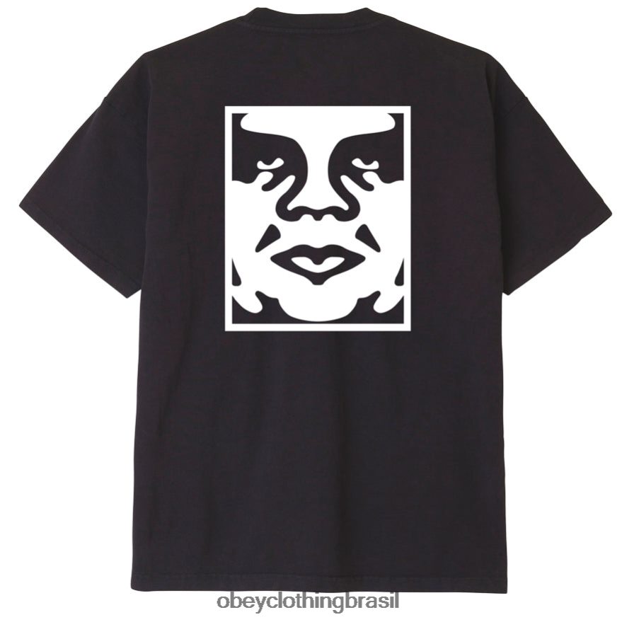 roupas br OBEY homens camiseta peso pesado com ícone ousado fora do preto J22J4V855