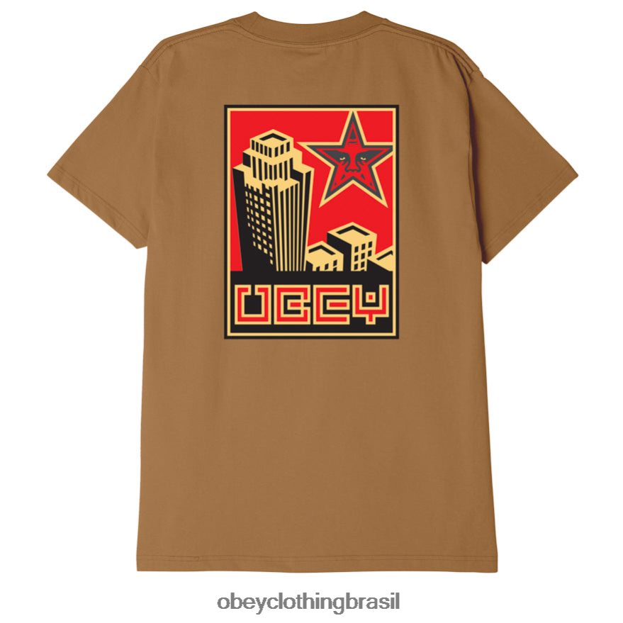 roupas br OBEY homens construindo camiseta clássica açúcar mascavo J22J4V888
