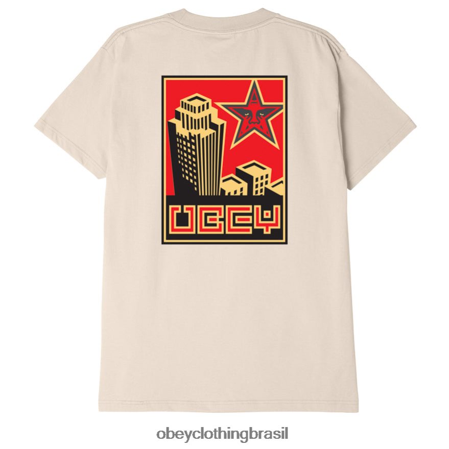 roupas br OBEY homens construindo camiseta clássica creme J22J4V889