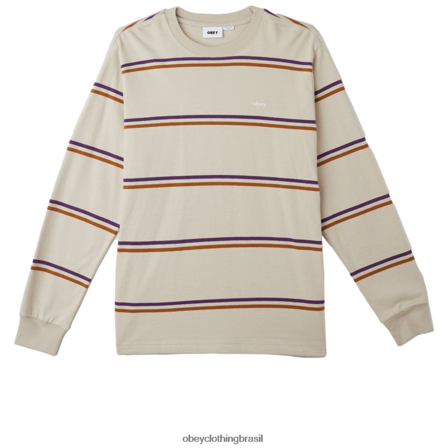 roupas br OBEY homens malha Warren Stripe Ls multi cinza prateado J22J4V789