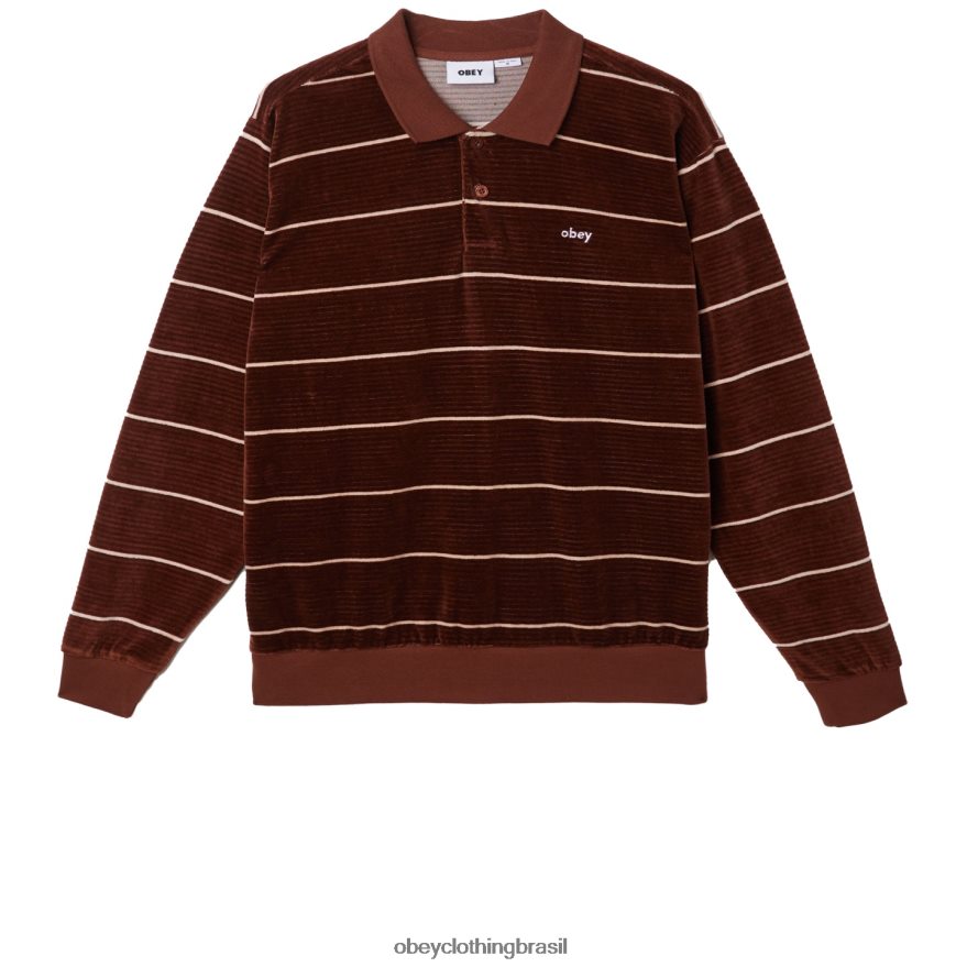 roupas br OBEY homens polo astoria listrada em veludo sépia multi J22J4V774