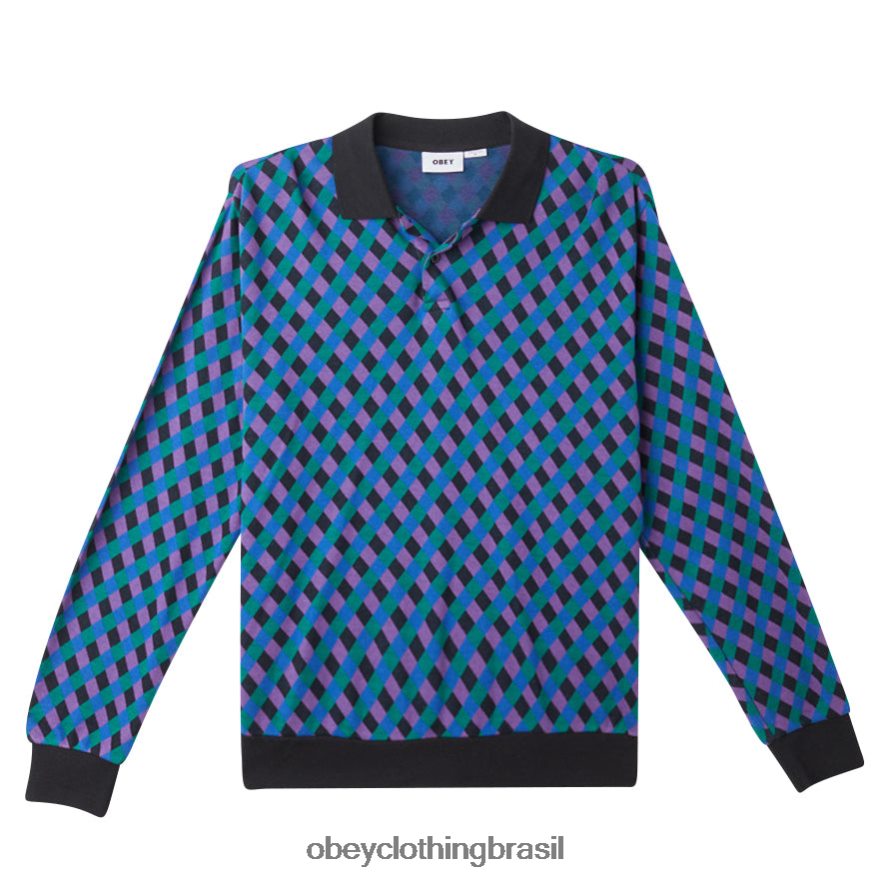 roupas br OBEY homens polo capri jaquard ls multi preto J22J4V784