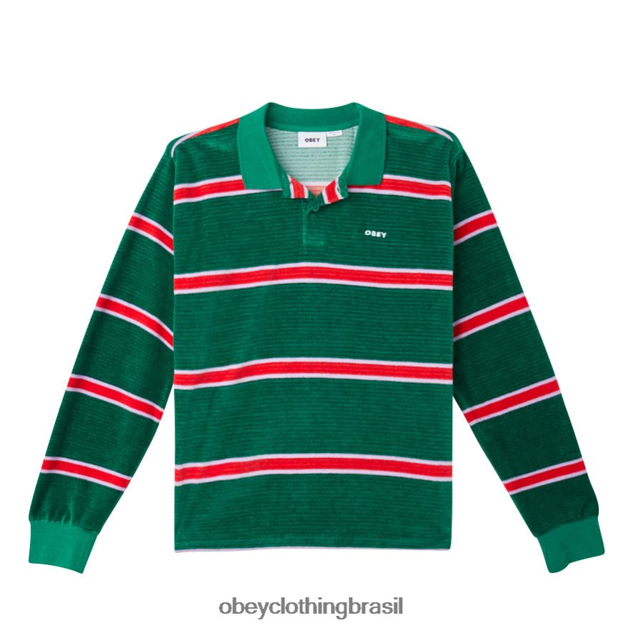 roupas br OBEY homens polo holstien veludo ls aventurina verde multi J22J4V781