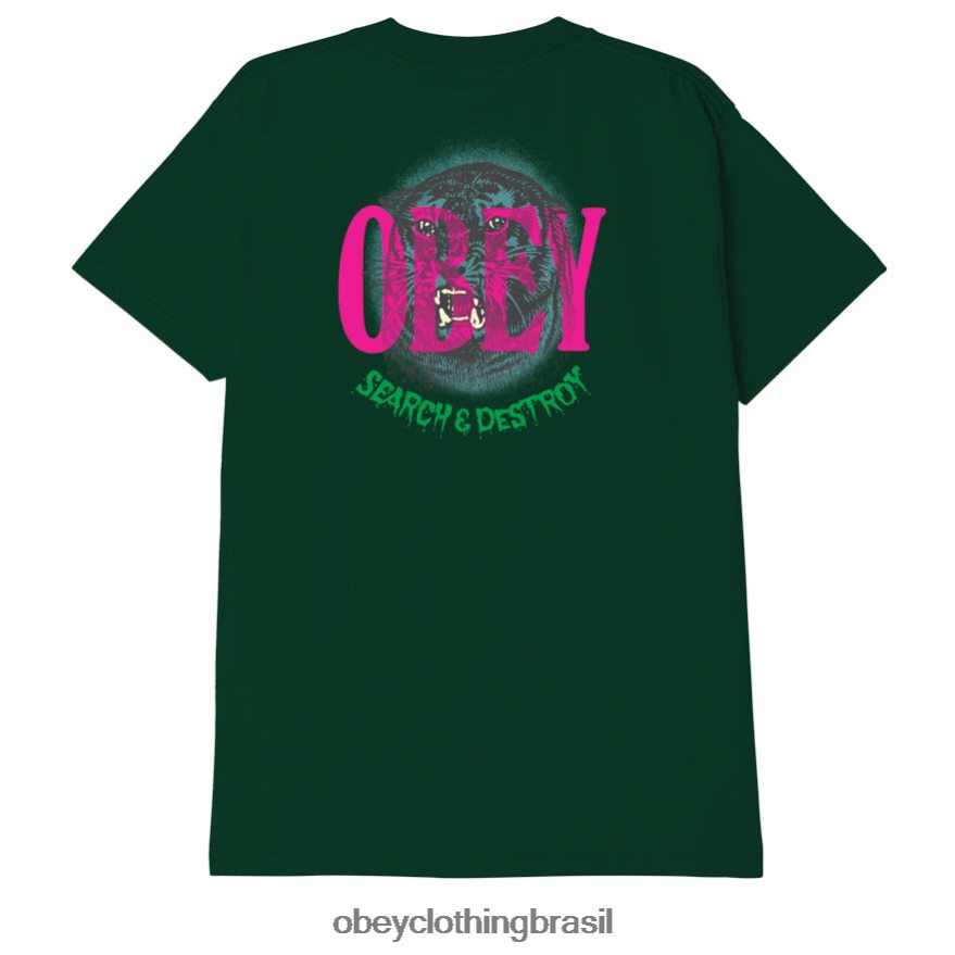 roupas br OBEY homens procure e destrua a camiseta clássica do tigre verde floresta J22J4V886