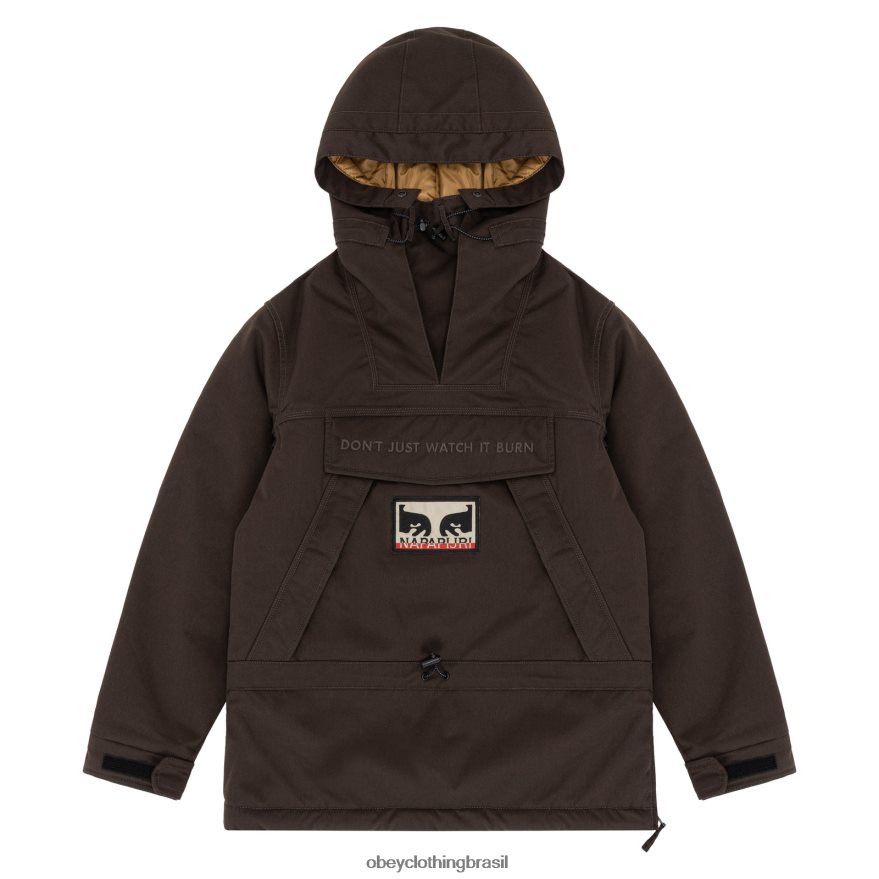 roupas br OBEY X NAPAPIJRI homens não apenas assista queimar skido marrom escuro J22J4V810