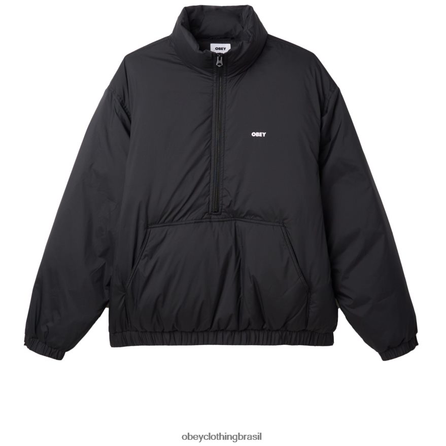 roupas br OBEY homens anorak de estúdio mockneck preto J22J4V817
