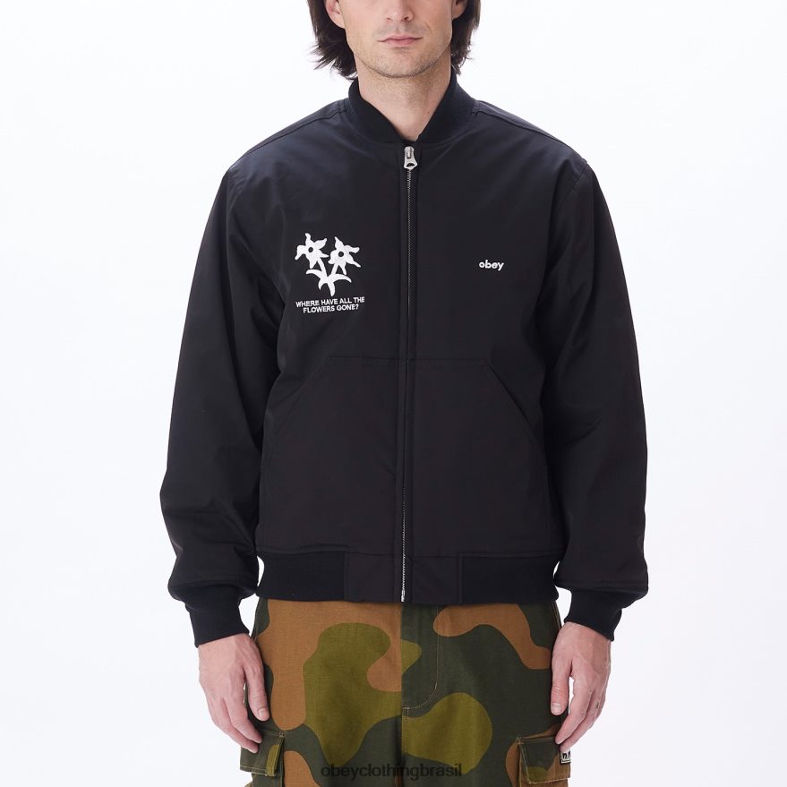 roupas br OBEY homens jaqueta bomber turnpike preto J22J4V832