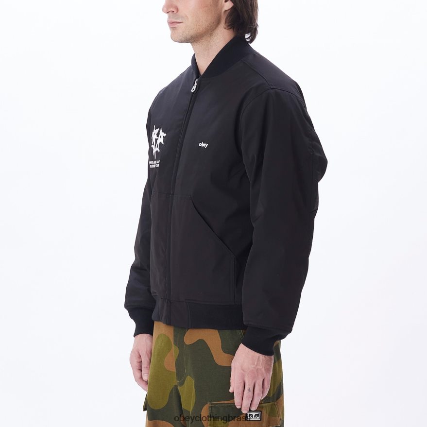 roupas br OBEY homens jaqueta bomber turnpike preto J22J4V832