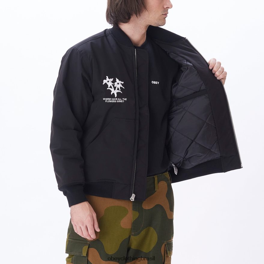 roupas br OBEY homens jaqueta bomber turnpike preto J22J4V832