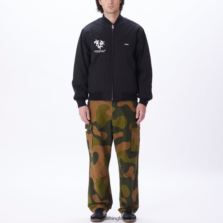 roupas br OBEY homens jaqueta bomber turnpike preto J22J4V832