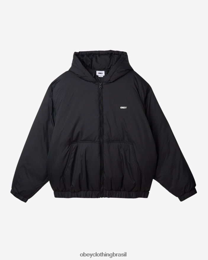 roupas br OBEY homens jaqueta com capuz retiro preto J22J4V815