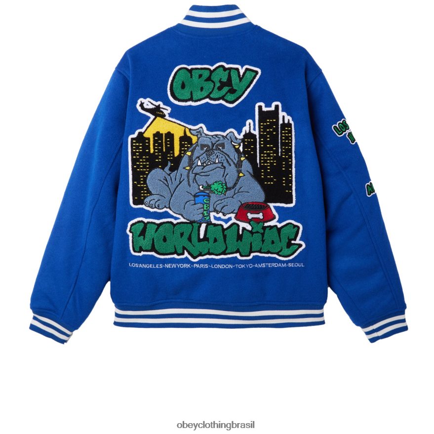 roupas br OBEY homens jaqueta do time do colégio de chamada surfar azul J22J4V812