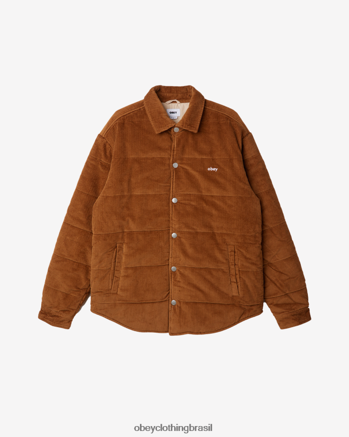 roupas br OBEY homens jaqueta grand cord madeira catechu J22J4V821