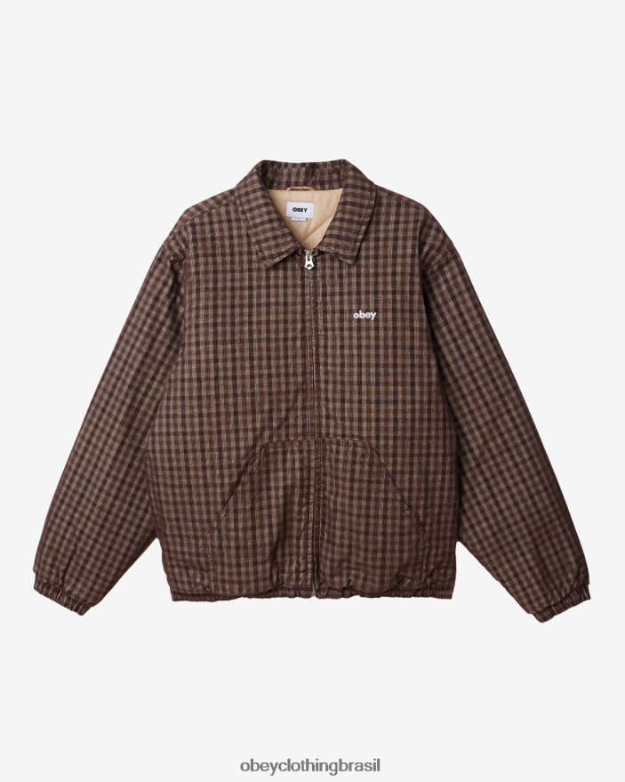 roupas br OBEY homens jaqueta harlem marrom multi J22J4V825