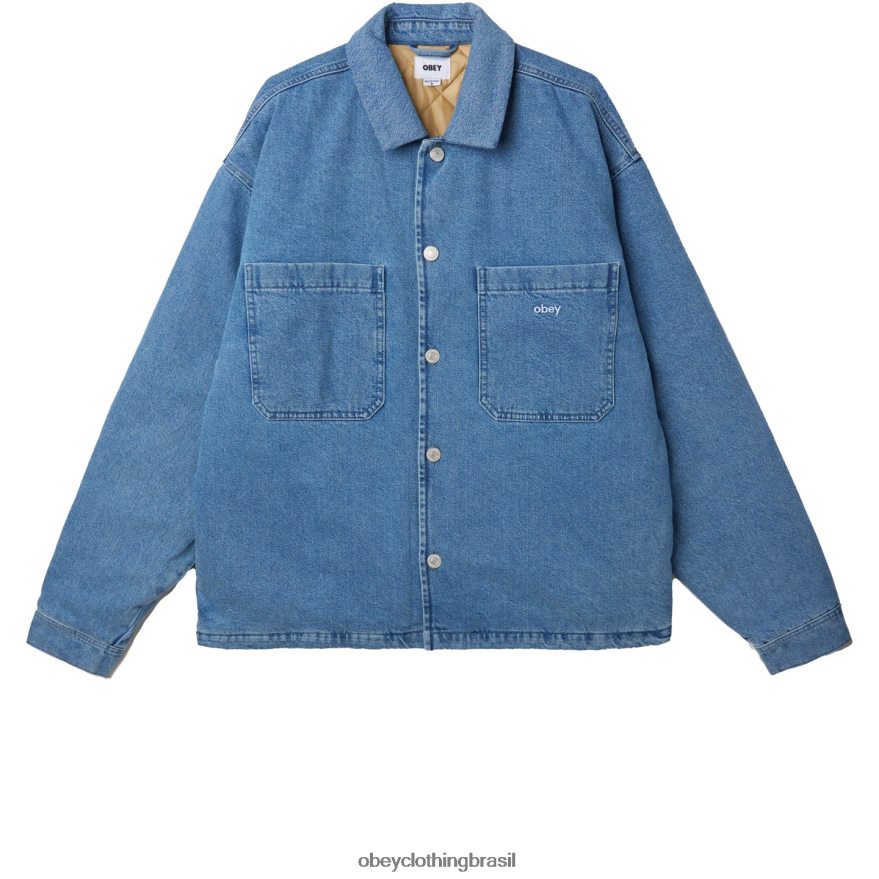 roupas br OBEY homens jaqueta jeans de pintor índigo claro J22J4V835