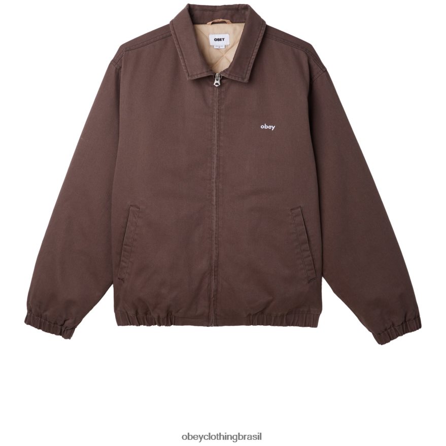 roupas br OBEY homens jaqueta leimert marrom escuro J22J4V831