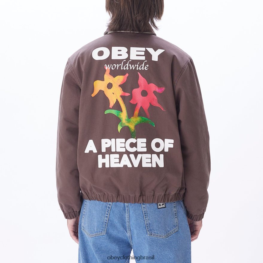 roupas br OBEY homens jaqueta leimert marrom escuro J22J4V831