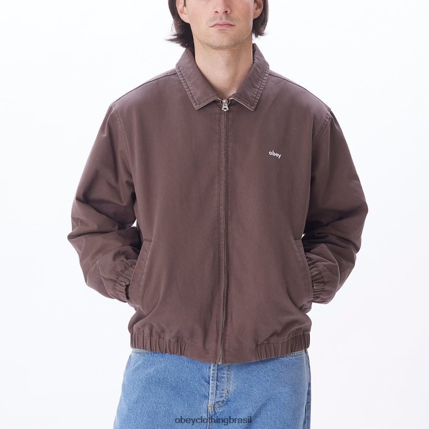 roupas br OBEY homens jaqueta leimert marrom escuro J22J4V831