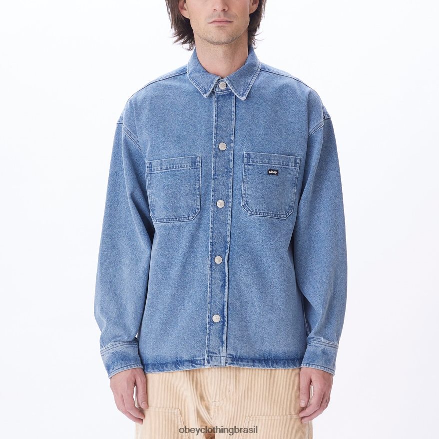 roupas br OBEY homens jaqueta milton índigo claro J22J4V754