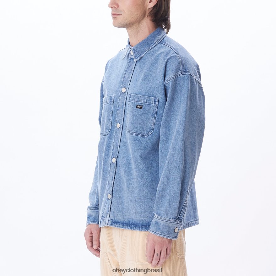roupas br OBEY homens jaqueta milton índigo claro J22J4V754