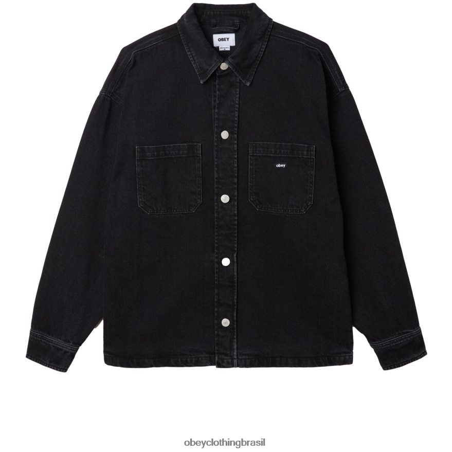 roupas br OBEY homens jaqueta milton preto desbotado J22J4V753