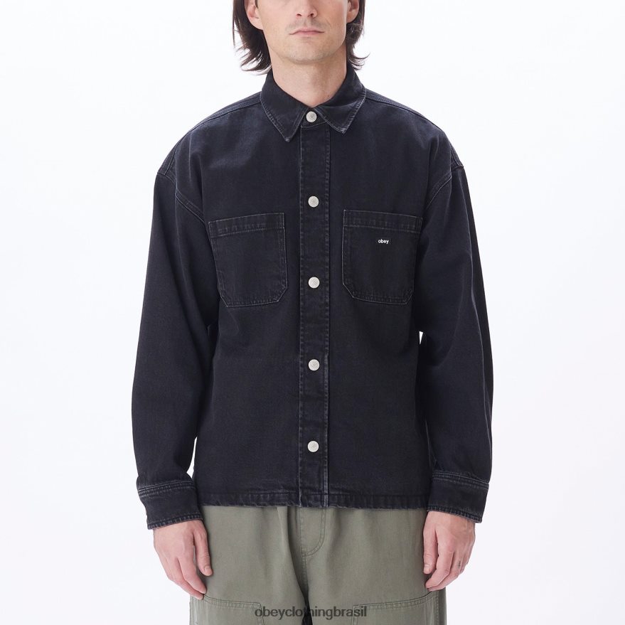 roupas br OBEY homens jaqueta milton preto desbotado J22J4V753