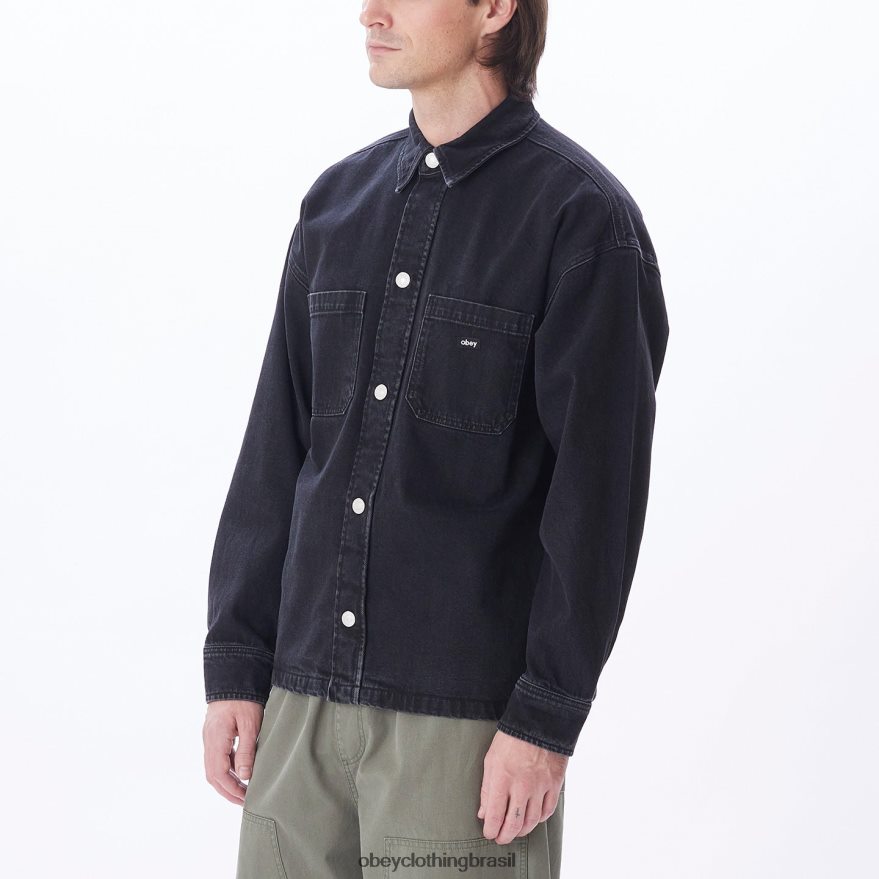 roupas br OBEY homens jaqueta milton preto desbotado J22J4V753