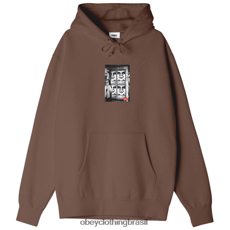 roupas br OBEY homens caixa de foto ícone ajuste pulôver com capuz sépia J22J4V1028