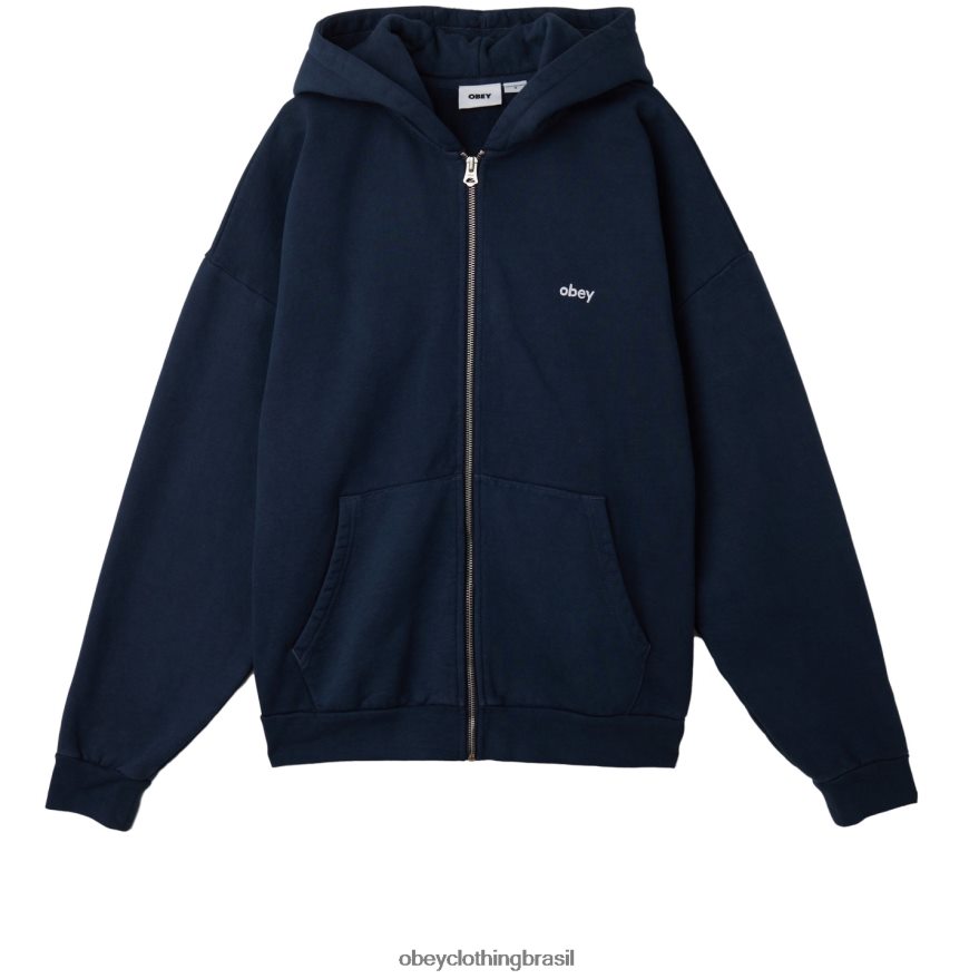 roupas br OBEY homens capuz com zíper em pigmento minúsculo academia de pigmentos marinha J22J4V977
