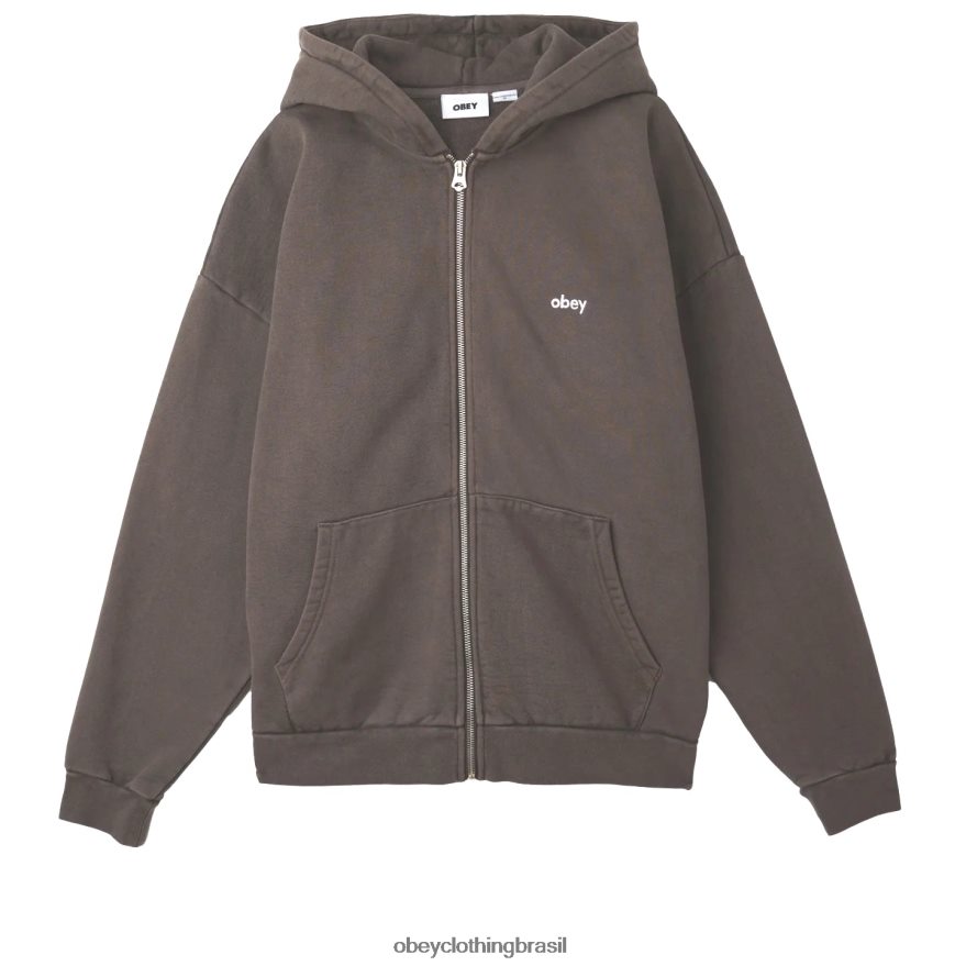 roupas br OBEY homens capuz com zíper em pigmento minúsculo pigmento java marrom J22J4V979