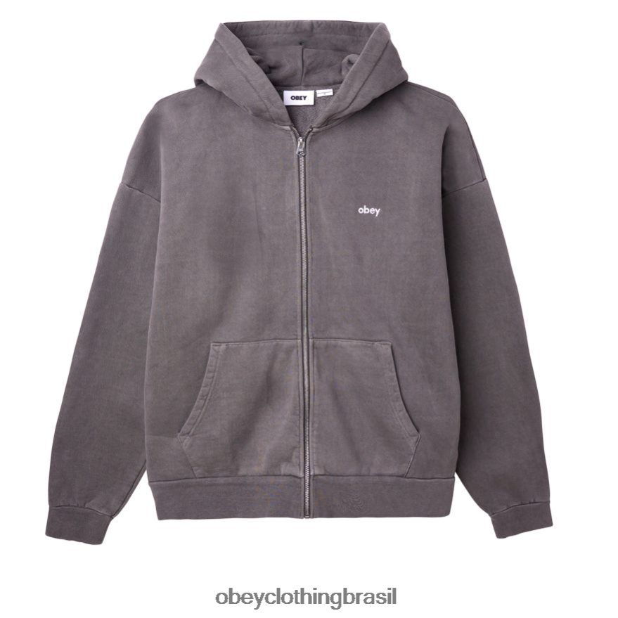 roupas br OBEY homens capuz com zíper em pigmento minúsculo pigmento preto digital J22J4V978