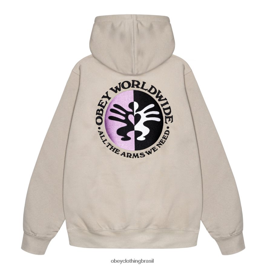 roupas br OBEY homens capuz pulôver com todos os braços cinza prateado J22J4V1026