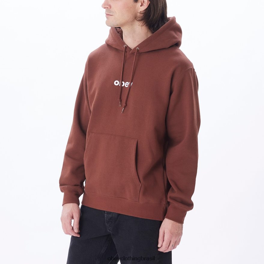 roupas br OBEY homens capuz pulôver minúsculo sépia J22J4V1014