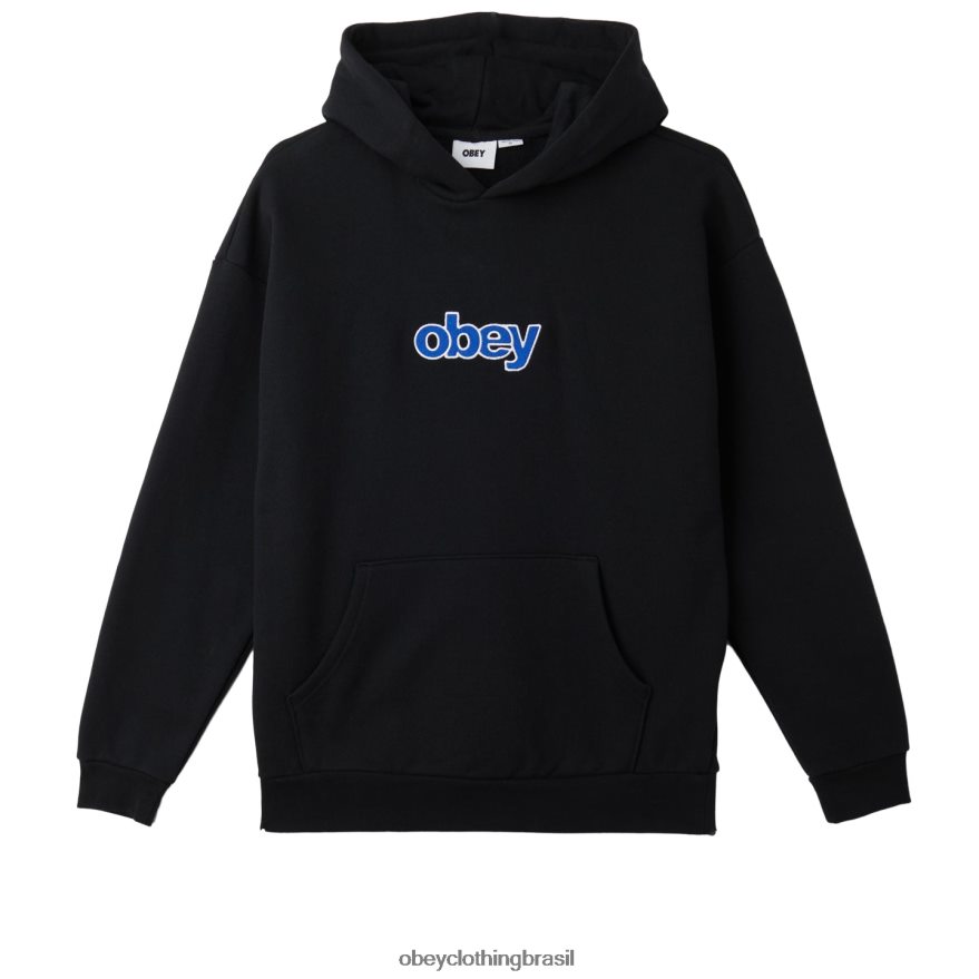 roupas br OBEY homens empilhar capuz pulôver extra pesado preto J22J4V996