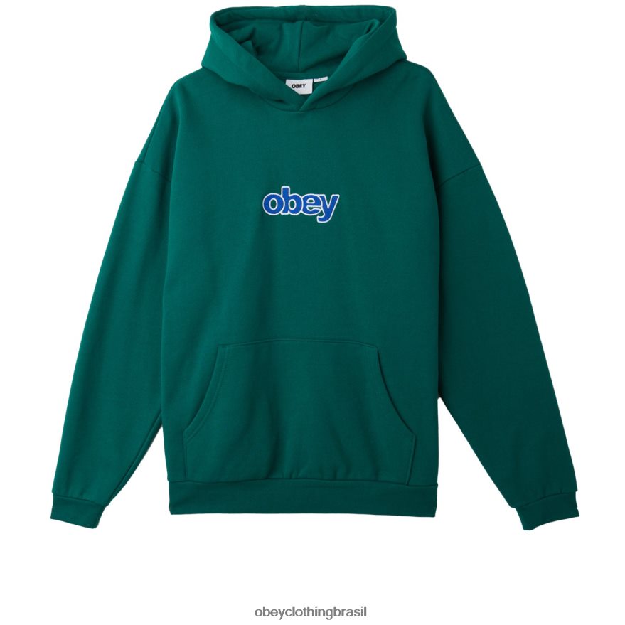 roupas br OBEY homens empilhar capuz pulôver extra pesado verde aventurina J22J4V995