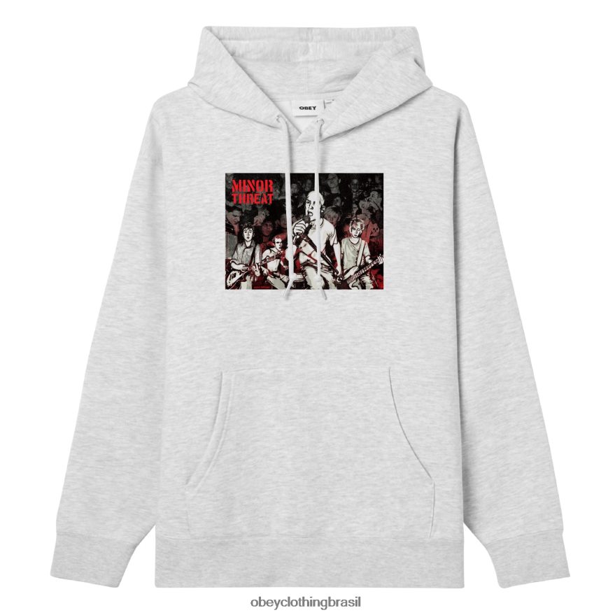 roupas br OBEY homens g.e.f x apenas um capuz de pulôver de ameaça menor urze cinza J22J4V1031